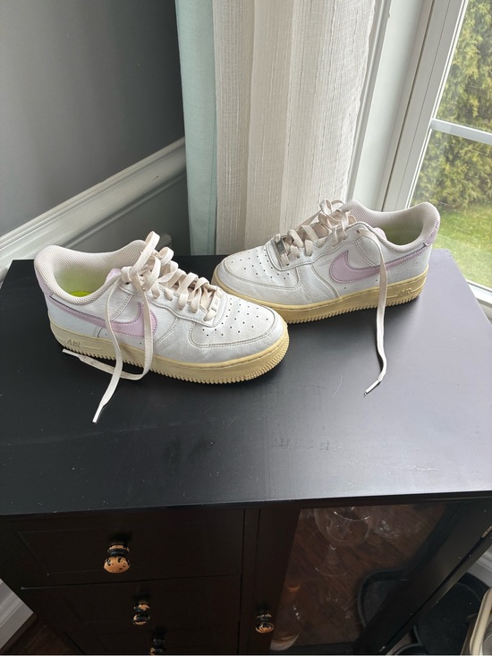 Nike Shoes - Nike Women’s Air Force One White Low-Top Sneakers with Light Purple Swoosh